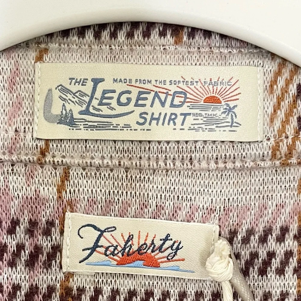 Faherty Women's Legend Sweater Shirt Plaid Cranberry Haze NWT - Picture 10 of 15